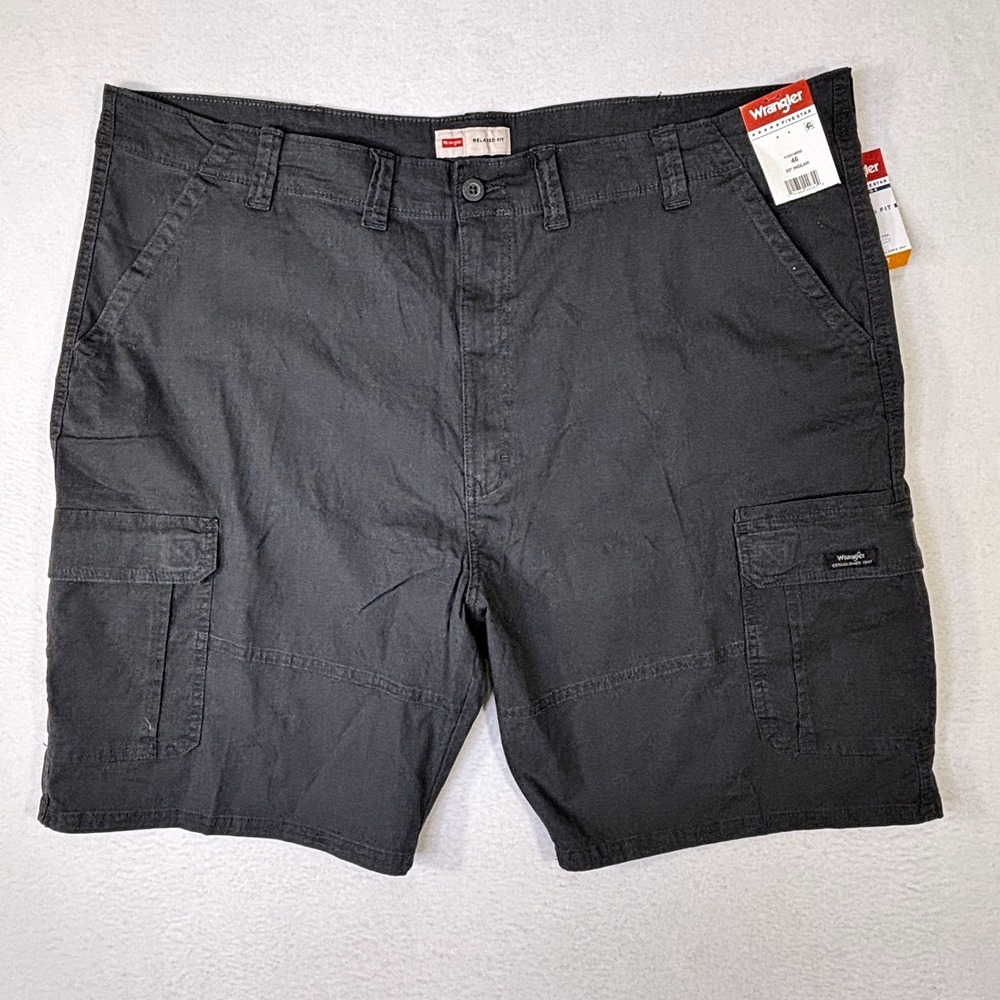 NWT Wrangler Five Star Heritage Relaxed Fit Cargo Shorts Mens 46 Charcoal Gray